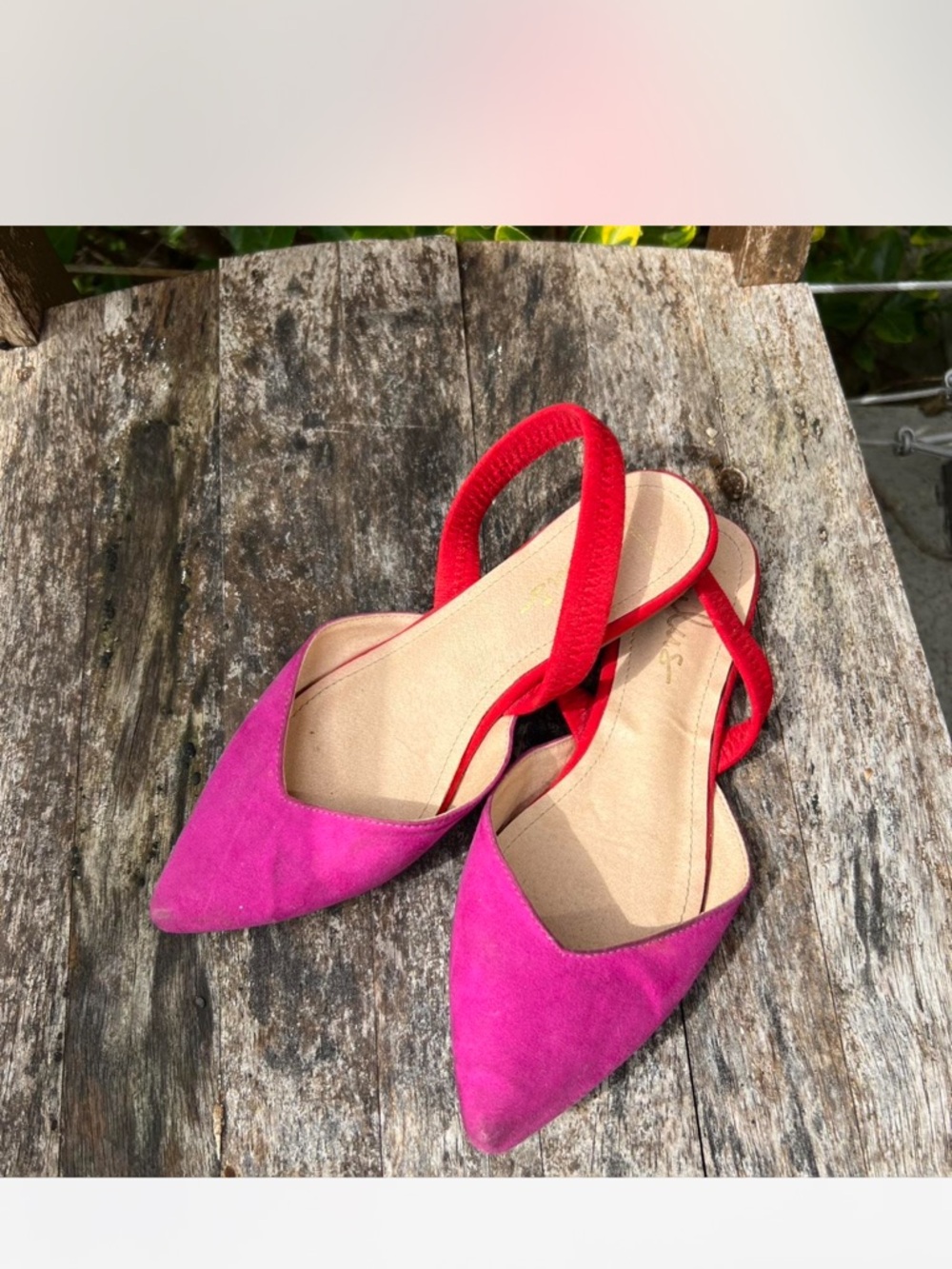 Women's Pink Slingback Pointed-Toe Flats